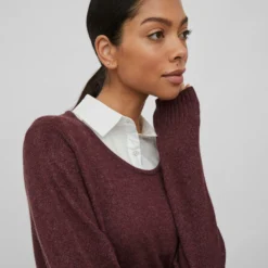 Vila LONGSLEEVE GEBREIDE JURK -Goedkope Fraaie Mod Winkel 14042768 Winetasting 999381 006