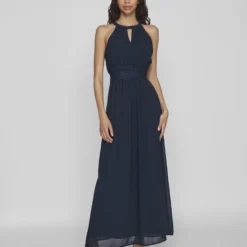 Vila HALTERNECK GEPLOOIDE MAXI JURK