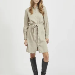 Vila STRIKKOORD IN DE TAILLE DENIM JURK