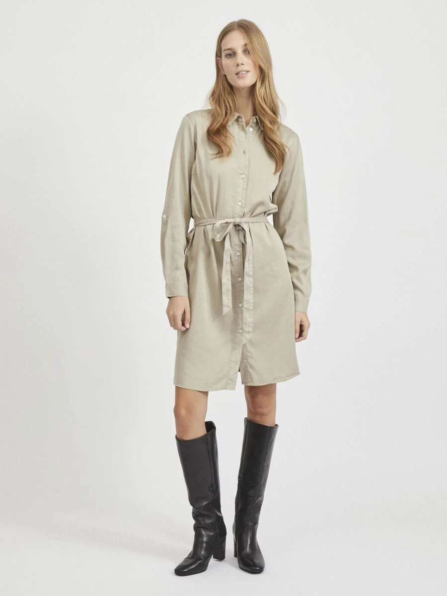 Vila STRIKKOORD IN DE TAILLE DENIM JURK 4 Vila STRIKKOORD IN DE TAILLE DENIM JURK - Afbeelding 4