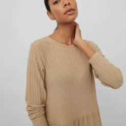 Vila RUCHE GERIBDE KORTE JURK -Goedkope Fraaie Mod Winkel 14060798 Sesame 992180 007