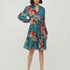 Vila RUCHES JURK MET LANGE MOUWEN