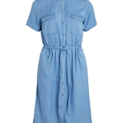 Vila TAILLERIEM DENIM JURK -Goedkope Fraaie Mod Winkel 14067445 MediumBlueDenim 001