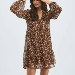 Vila GEDESSINEERD KNIELENGTE JURK