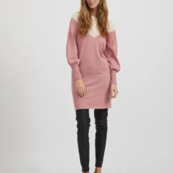 Vila VEELKLEURIG GEBREIDE JURK -Goedkope Fraaie Mod Winkel 14073980 Birch 933125 005