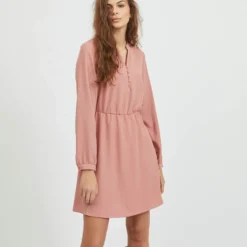 Vila V-HALS MET LANGE MOUWEN MINI JURK