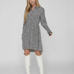 Vila KNOOP JURK MET LANGE MOUWEN