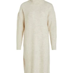 Vila ROLKRAAG GEBREIDE JURK -Goedkope Fraaie Mod Winkel 14075479 SuperLightNaturalMelan 001
