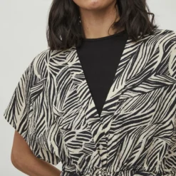 Vila KNOOPRIEM IN DE TAILLE JURK MET KORTE MOUWEN -Goedkope Fraaie Mod Winkel 14075536 Birch 942021 006