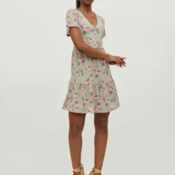 Vila PETITE - KORTE MOUWEN KNIELENGTE JURK 9 Vila PETITE - KORTE MOUWEN KNIELENGTE JURK -Goedkope Fraaie Mod Winkel 14075558 CameoGreen 943080 005