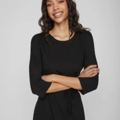 Vila 3/4-MOUWEN KNIELENGTE JURK -Goedkope Fraaie Mod Winkel 14075814 Black 006