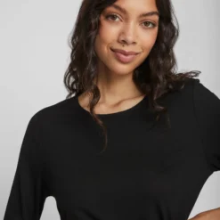 Vila 3/4-MOUWEN KNIELENGTE JURK -Goedkope Fraaie Mod Winkel 14075814 Black 007