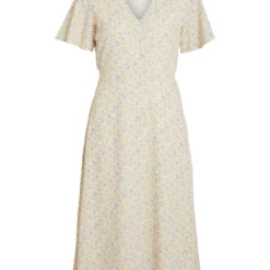 Vila V-HALS JURK MET KORTE MOUWEN 11 Vila V-HALS JURK MET KORTE MOUWEN -Goedkope Fraaie Mod Winkel 14075857 CloudDancer 946420 001