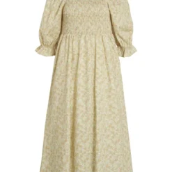 Vila KORTE MOUWEN GESMOKTE JURK 10 Vila KORTE MOUWEN GESMOKTE JURK -Goedkope Fraaie Mod Winkel 14076025 CloudDancer 947431 001