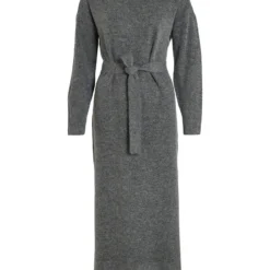 Vila KNOOPRIEM IN DE TAILLE GEBREIDE JURK -Goedkope Fraaie Mod Winkel 14076061 MediumGreyMelange 001