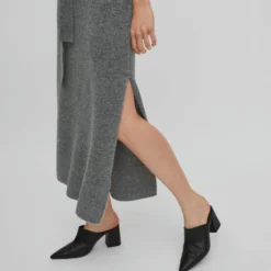 Vila KNOOPRIEM IN DE TAILLE GEBREIDE JURK -Goedkope Fraaie Mod Winkel 14076061 MediumGreyMelange 007