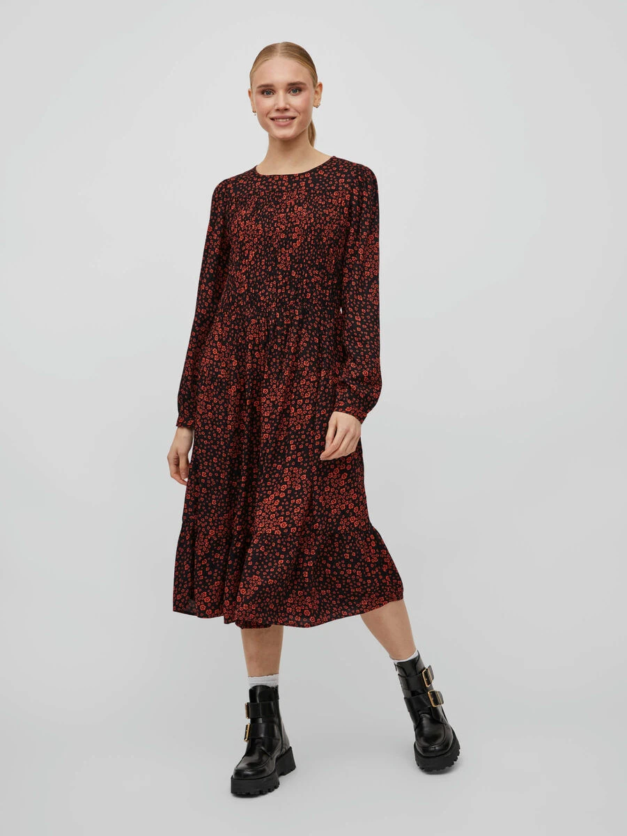 Vila GEDESSINEERD MIDI JURK 1 Vila GEDESSINEERD MIDI JURK