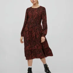 Vila GEDESSINEERD MIDI JURK 9 Vila GEDESSINEERD MIDI JURK -Goedkope Fraaie Mod Winkel 14077056 Black 1018640 005