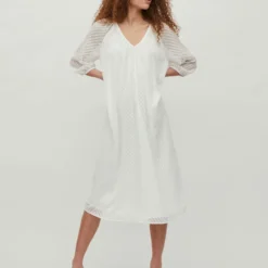 Vila 3/4-MOUWEN STRUCTUUR MIDI JURK 9 Vila 3/4-MOUWEN STRUCTUUR MIDI JURK -Goedkope Fraaie Mod Winkel 14077378 CloudDancer 005