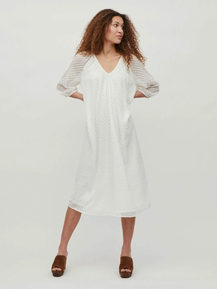 Vila 3/4-MOUWEN STRUCTUUR MIDI JURK 4 Vila 3/4-MOUWEN STRUCTUUR MIDI JURK - Afbeelding 4