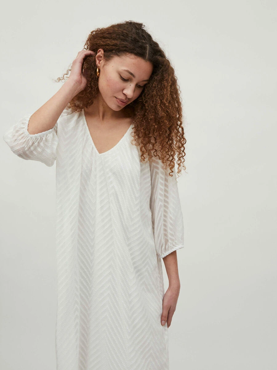 Vila 3/4-MOUWEN STRUCTUUR MIDI JURK 3 Vila 3/4-MOUWEN STRUCTUUR MIDI JURK - Afbeelding 3