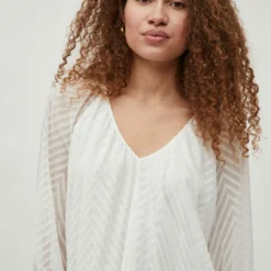 Vila 3/4-MOUWEN STRUCTUUR MIDI JURK 10 Vila 3/4-MOUWEN STRUCTUUR MIDI JURK -Goedkope Fraaie Mod Winkel 14077378 CloudDancer 007