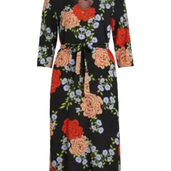 Vila 3/4-MOUWEN MIDI JURK -Goedkope Fraaie Mod Winkel 14078101 Black 963784 001