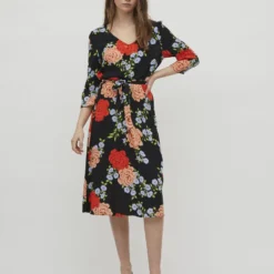 Vila 3/4-MOUWEN MIDI JURK