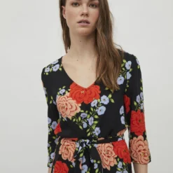 Vila 3/4-MOUWEN MIDI JURK -Goedkope Fraaie Mod Winkel 14078101 Black 963784 006