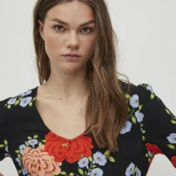 Vila 3/4-MOUWEN MIDI JURK -Goedkope Fraaie Mod Winkel 14078101 Black 963784 007