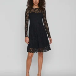 Vila KANTEN JURK MET LANGE MOUWEN