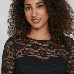 Vila KANTEN JURK MET LANGE MOUWEN -Goedkope Fraaie Mod Winkel 14078211 Black 006