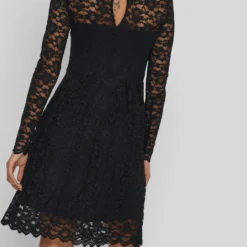 Vila KANTEN JURK MET LANGE MOUWEN -Goedkope Fraaie Mod Winkel 14078211 Black 007