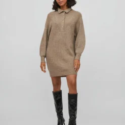 Vila LANGE MOUWEN GEBREIDE JURK