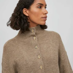 Vila LANGE MOUWEN GEBREIDE JURK -Goedkope Fraaie Mod Winkel 14079079 NaturalMelange 006