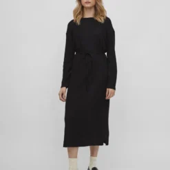Vila LANGE MOUWEN SPLIT MIDI JURK