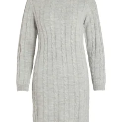 Vila GETEXTUREERD GEBREIDE JURK -Goedkope Fraaie Mod Winkel 14080209 LightGreyMelange 001