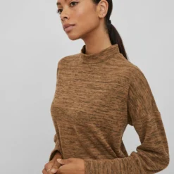 Vila HOGE HALS GEBREIDE JURK -Goedkope Fraaie Mod Winkel 14080264 ToastedCoconut 980759 006