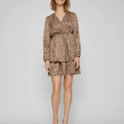 Vila GELAAGD JURK MET LANGE MOUWEN