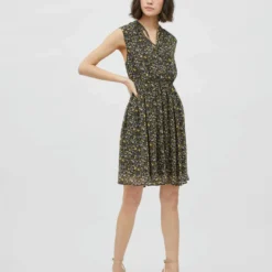 Vila GEBLOEMDE MOUWLOZE JURK