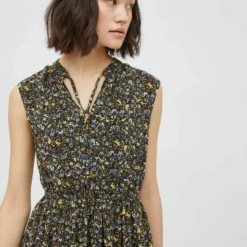 Vila GEBLOEMDE MOUWLOZE JURK -Goedkope Fraaie Mod Winkel 14081228 Black 986923 007