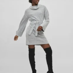 Vila PETITE - VAN RIEM VOORZIENE GEBREIDE JURK -Goedkope Fraaie Mod Winkel 14081731 LightGreyMelange 005