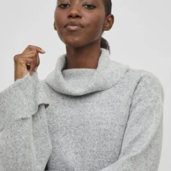 Vila PETITE - VAN RIEM VOORZIENE GEBREIDE JURK -Goedkope Fraaie Mod Winkel 14081731 LightGreyMelange 007