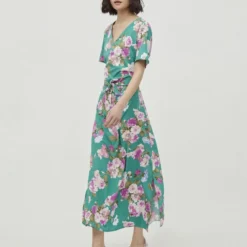 Vila KNOOPRIEM IN DE TAILLE MAXI JURK -Goedkope Fraaie Mod Winkel 14082855 Emerald 1000832 005