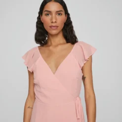 Vila KORTE MOUWEN MIDI JURK -Goedkope Fraaie Mod Winkel 14082970 SilverPink 006
