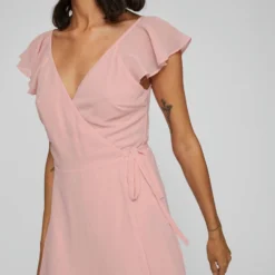 Vila KORTE MOUWEN MIDI JURK -Goedkope Fraaie Mod Winkel 14082970 SilverPink 007