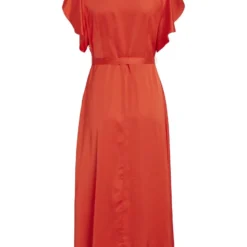 Vila KNOOPRIEM IN DE TAILLE MIDI JURK -Goedkope Fraaie Mod Winkel 14083043 Tigerlily 002