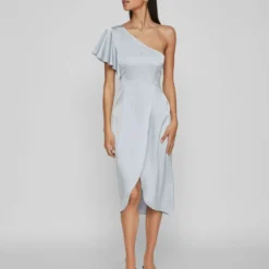 Vila ONE-SHOULDER MIDI JURK
