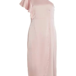 Vila ONE-SHOULDER MIDI JURK -Goedkope Fraaie Mod Winkel 14083118 SilverPink 001