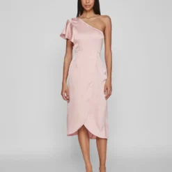 Vila ONE-SHOULDER MIDI JURK